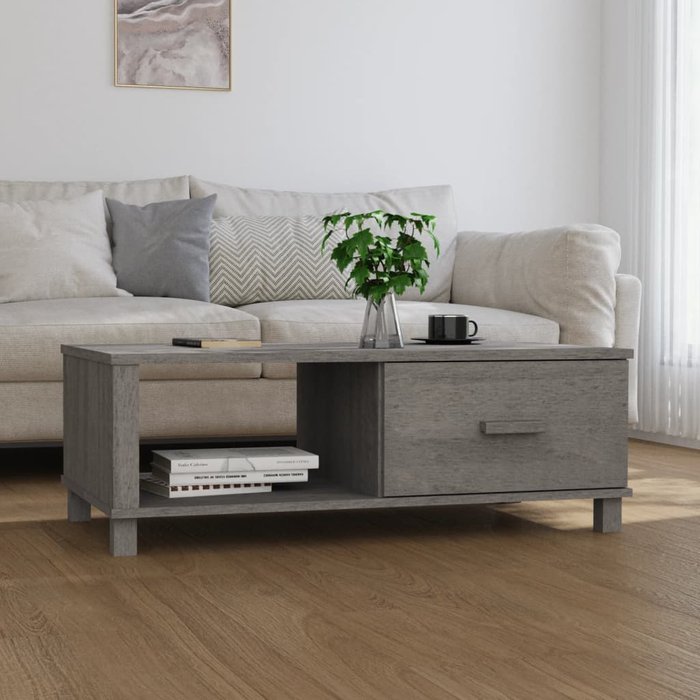 Mesa de centro hamar gris claro 100x55x35 cm madera maciza de pino