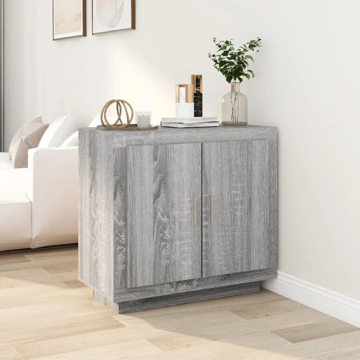 Vidaxl aparador de madera contrachapada gris sonoma 80x40x75 cm