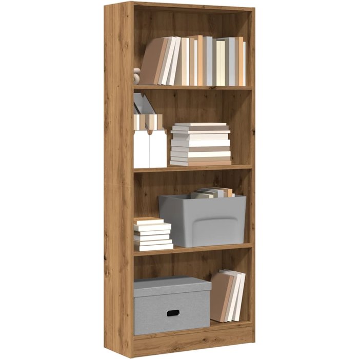 Librería artesanal de roble 60x24x143 cm de madera contrachapada