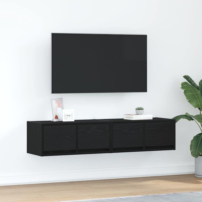 Mueble de tv de 2 piezas, roble negro, 60x31x25,5 cm, madera de ingeniería
