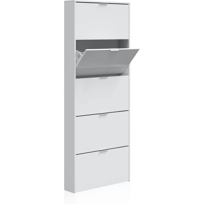 Zapatero nia 5 puertas blanco brillo 70 x 180 x 17 cm