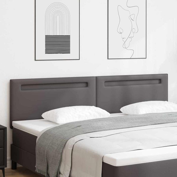 Cabecero con luces de tiras led con cabecera gris 200 cm pvc