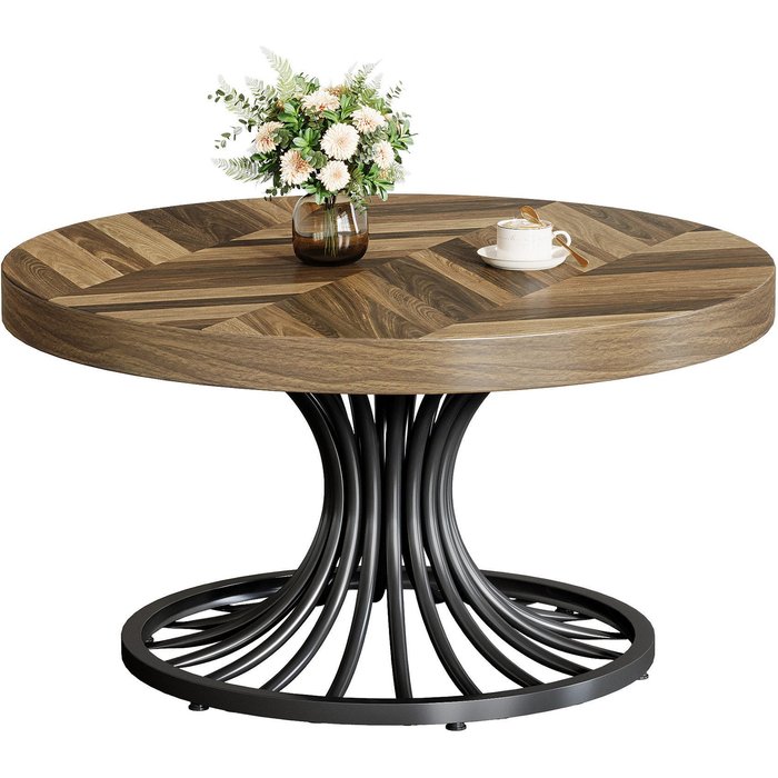 Mesa de centro 80 cm gran mesa de centro redonda de madera en estilo granja