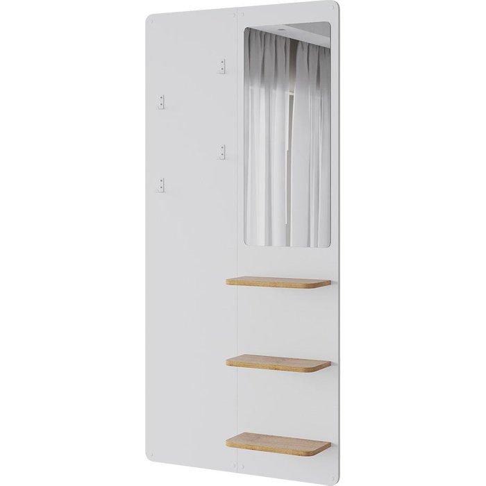 Vicco perchero de pared jochen, blanco/roble, 70 x 150 cm con espejo