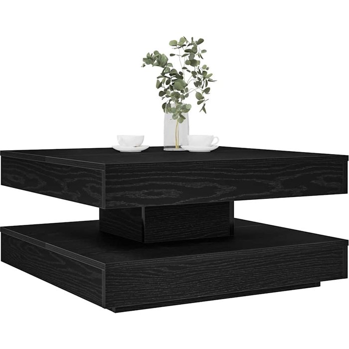 Mesa de centro giratoria 360 grados, negra, 70x70x34,5 cm