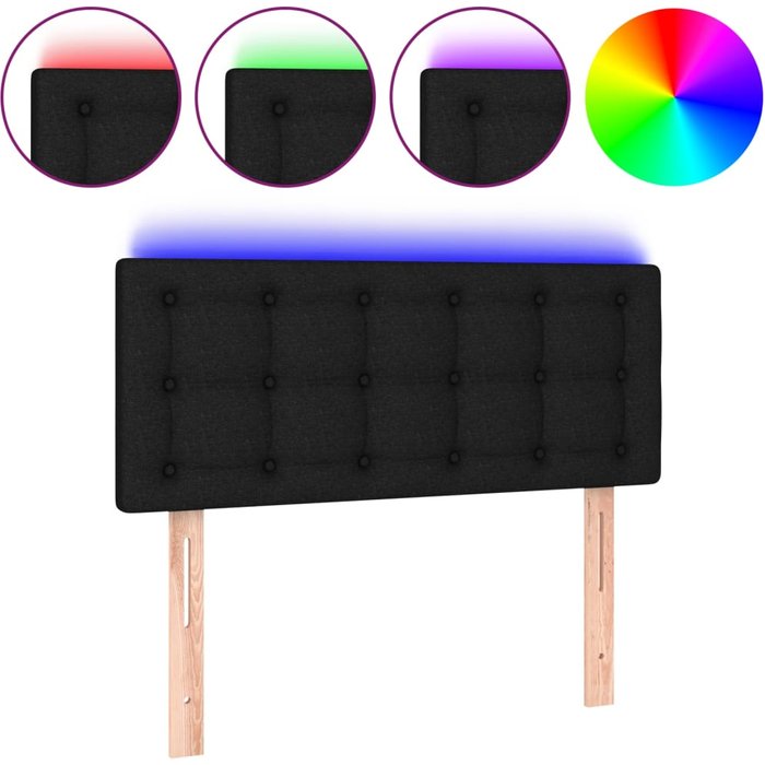 Cabecero cama - mueble cabecero con led de tela negro 80x5x78/88 cm