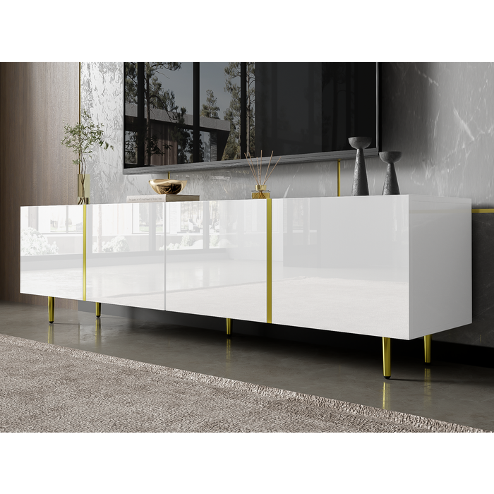 Mueble tv l 170 cm - con 4 puertas - mdf - blanco