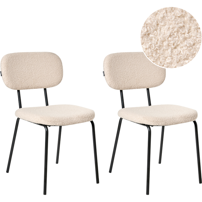 Beliani conjunto de 2 sillas adair bouclé beige