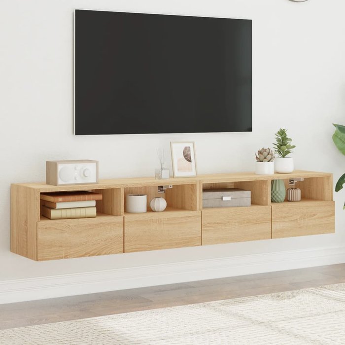 Muebles tv de pared 2 uds roble sonoma 80x30x30cm madera contrachapada