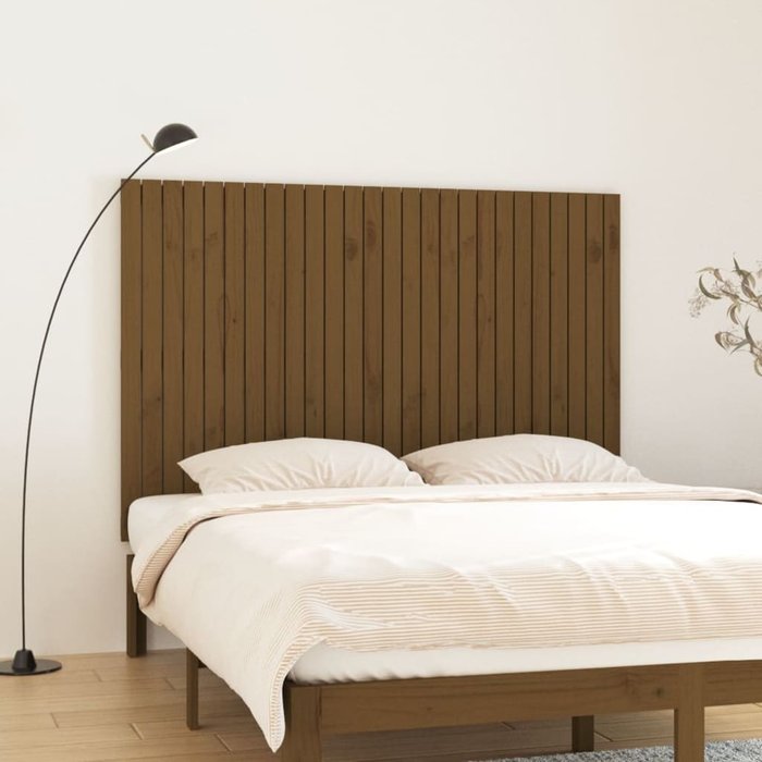 Vidaxl cabecero cama pared madera maciza pino marrón miel 166x3x110 cm