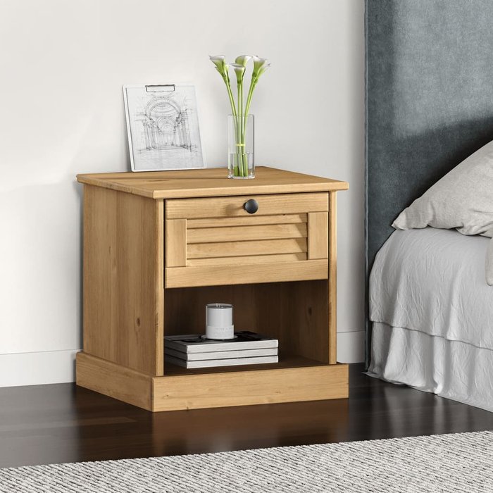 Mesita de noche vigo madera maciza de pino 42x35x42 cm - comfortxl
