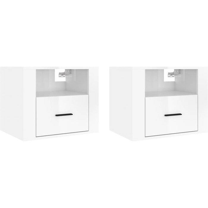 Mesitas de noche de pared 2 uds blanco brillo 50x36x40 cm