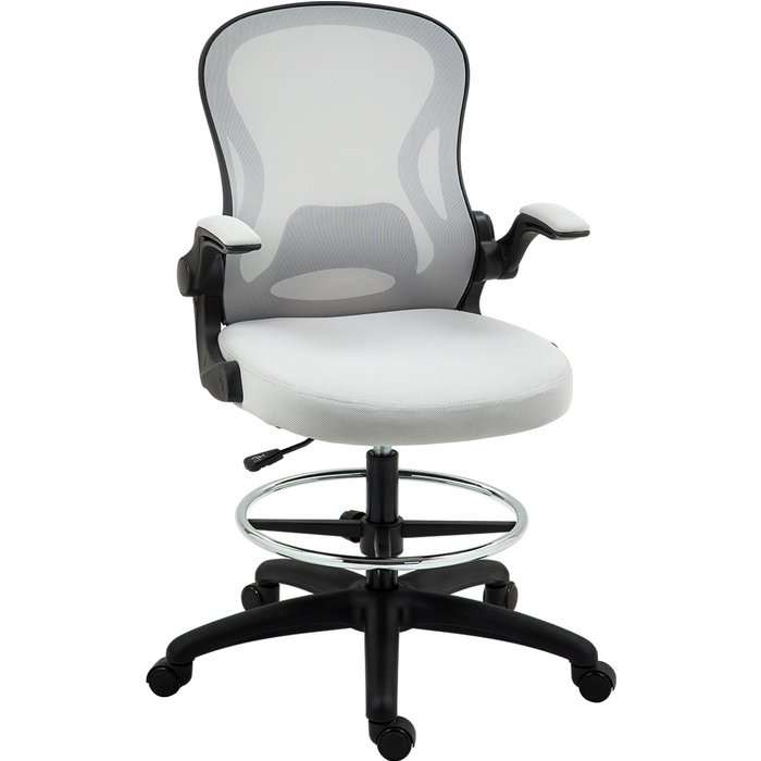 Silla de escritorio vinsetto poliéster, espuma gris claro 59x65x122 cm