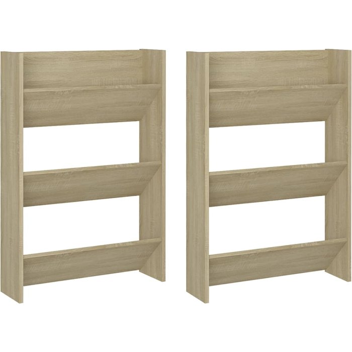 Zapateros de pared 2 uds contrachapada roble sonoma 60x18x90 cm - comfortxl