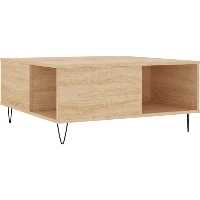 Mesa de centro madera contrachapada roble sonoma 80x80x36,5 cm - comfortxl