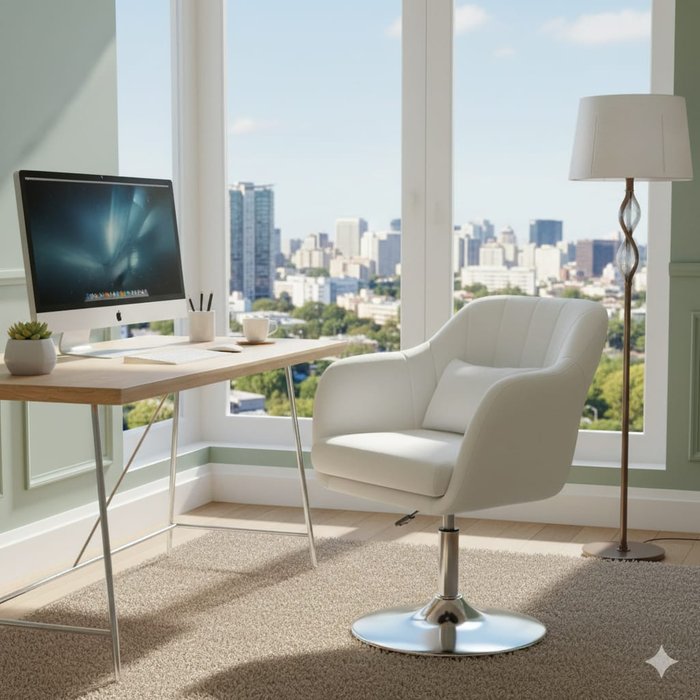 Silla oficina essenza giratoria blanco 60x60x79-91cm ajustable