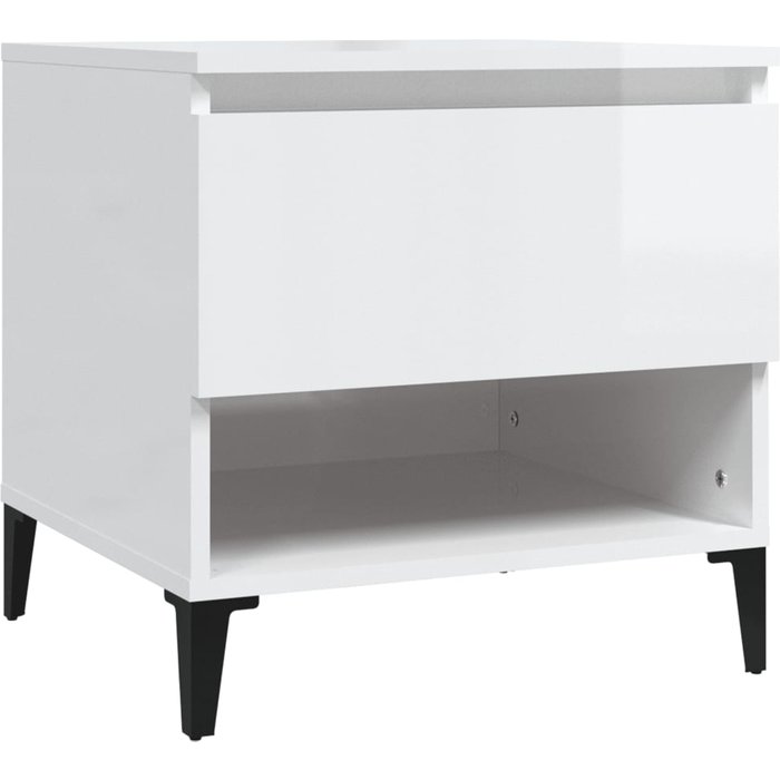 Mesa auxiliar de madera contrachapada blanco brillo 50x46x50 cm - comfortxl