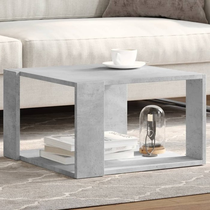Mesa de centro gris cemento 51,5x51,5x30 cm madera contrachapada