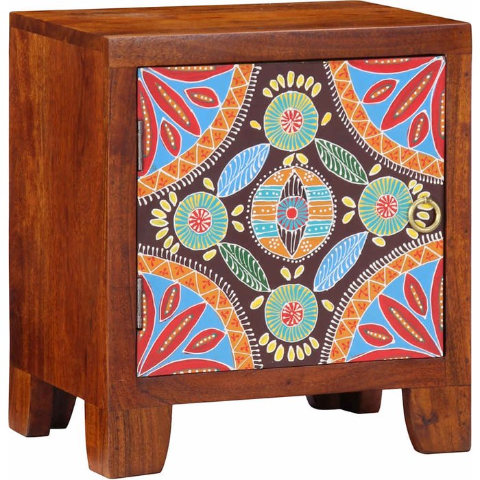 Mesita de noche | mesilla de noche 40x30x45 cm madera maciza de acacia cfw44815