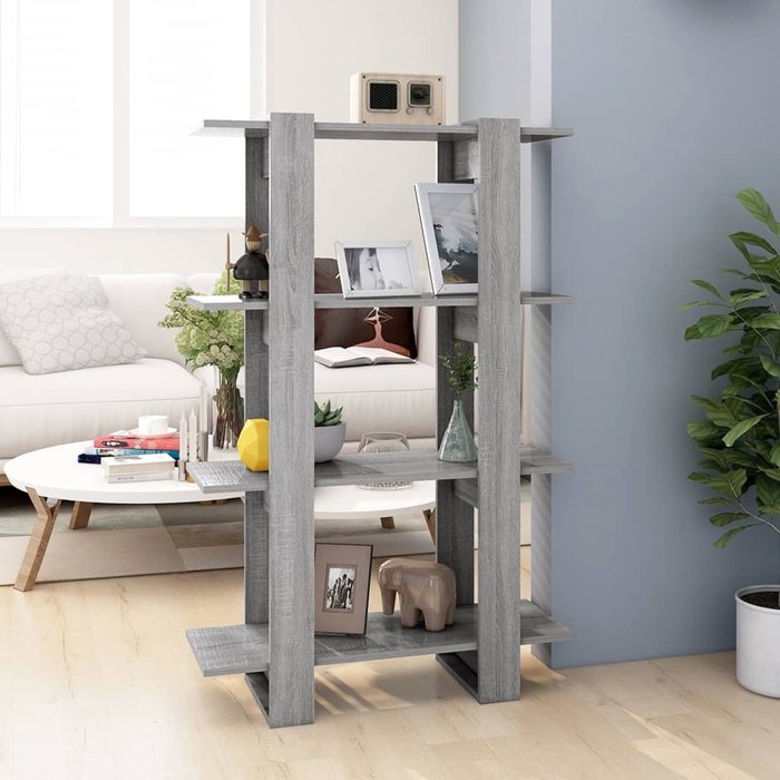 Librería/separador de ambientes sonoma gris 80x30x123,5 cm - pangivo