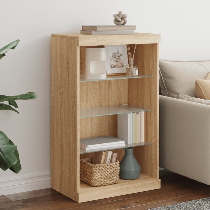 Vidaxl aparador con luces led roble sonoma 60,5x37x100 cm