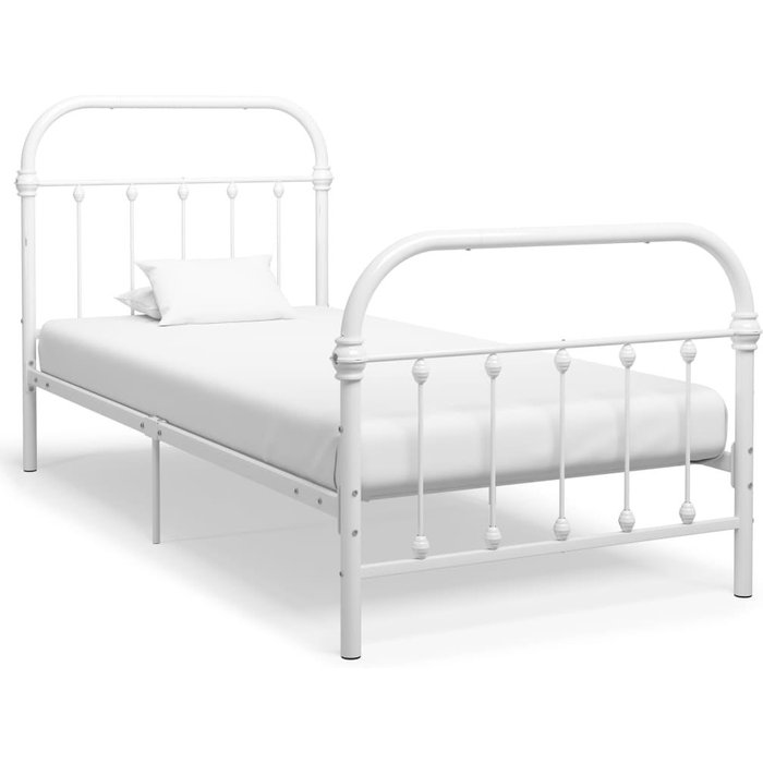 Estructura de cama de metal blanco 100 x 200 cm