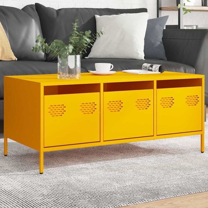 Mesa de centro acero laminado en frío amarillo 101,5x50x43,5 cm vidaxl