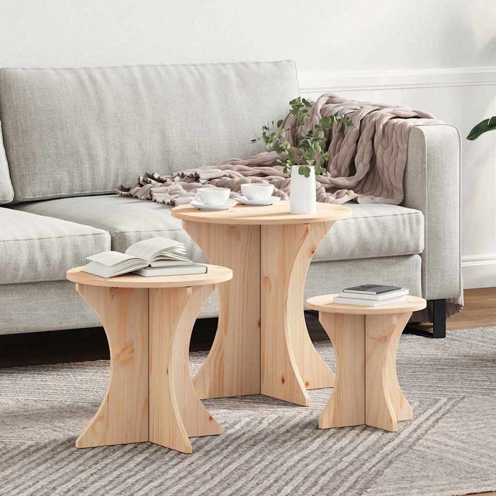 Maison exclusive - mesa de café 3 pcs natural