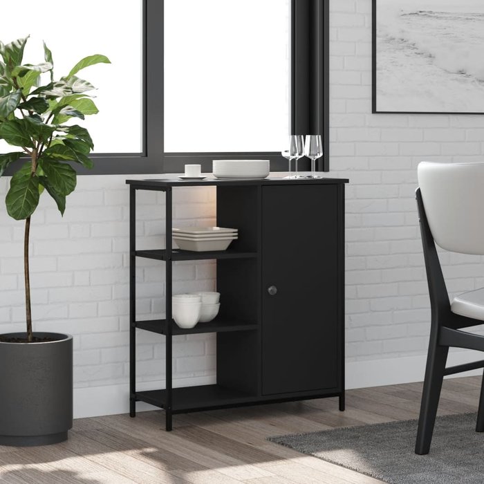 Aparador negro 70x30x80 cm de madera contrachapada