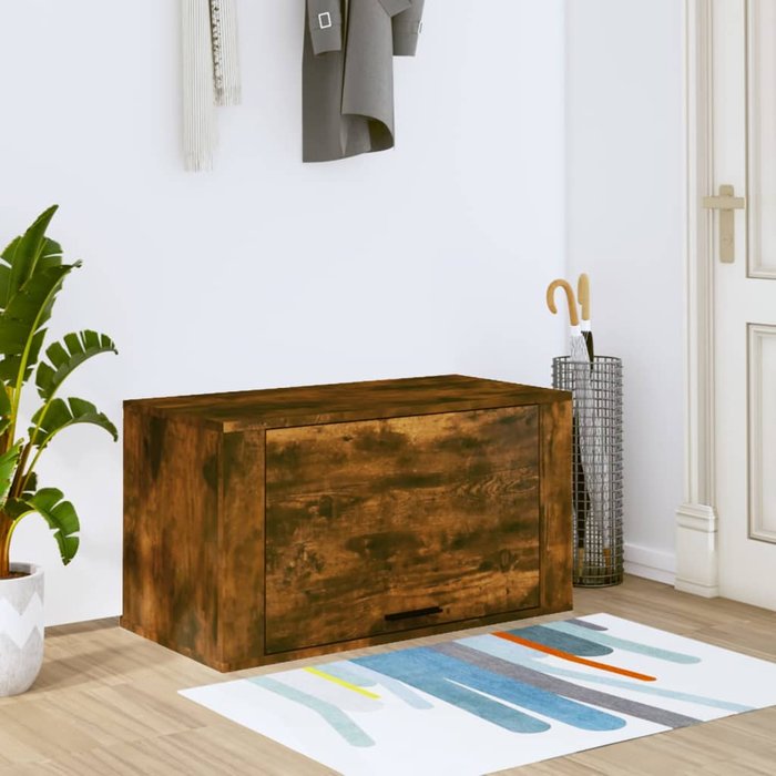 Zapatero de pared roble ahumado 70x35x38 cm madera de pino