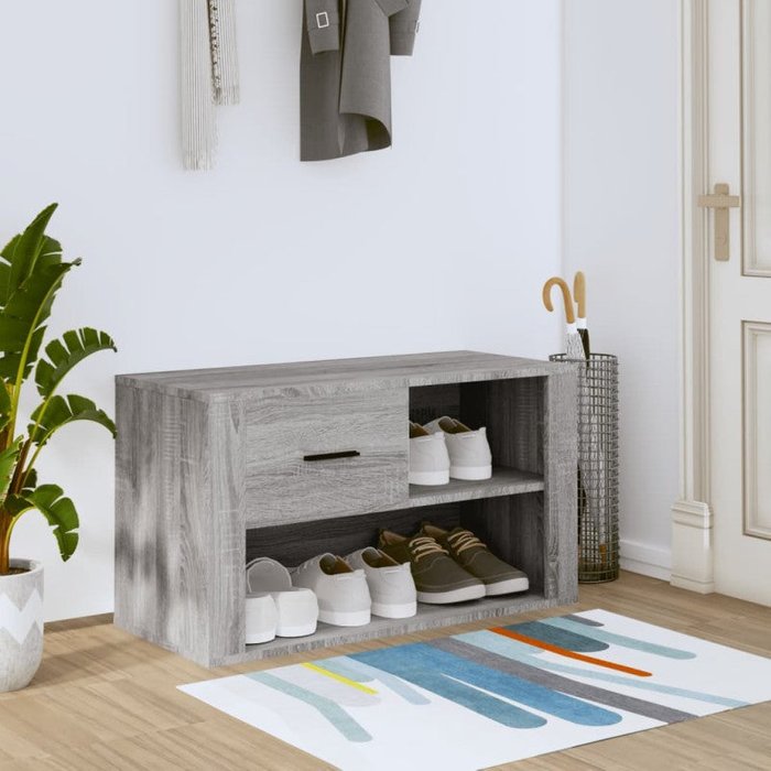 Vidaxl mueble zapatero de madera contrachapada gris sonoma 80x35x45 cm