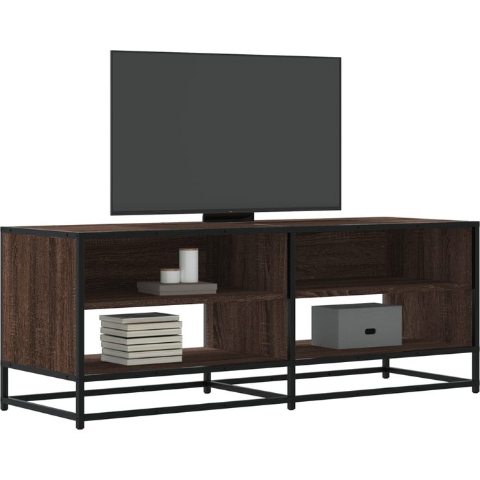 Mueble tv roble marrón 120,5x40x46cm madera contrachapada y metal