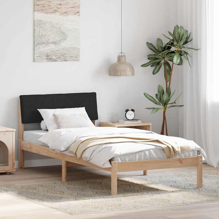 Estructura de cama con cabecera marrón y negro 100 x 200 cm