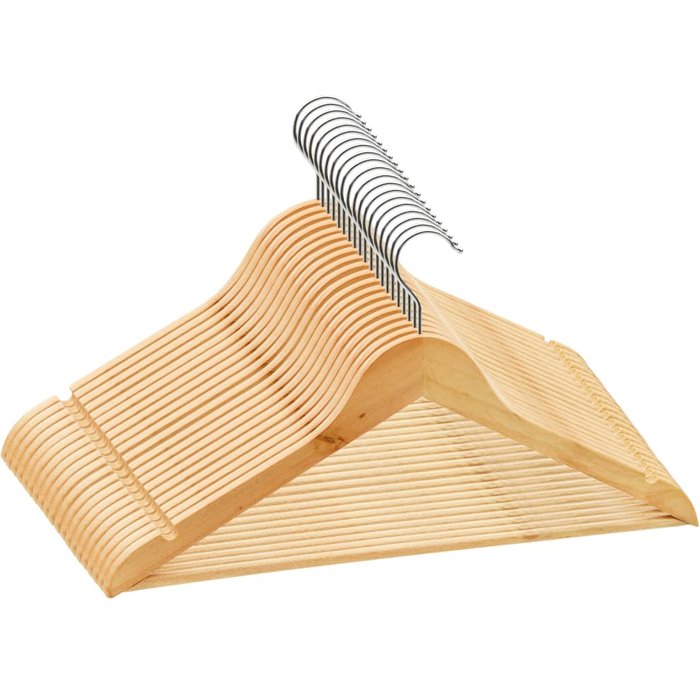 Paquete de 20 perchas de madera dura antideslizantes