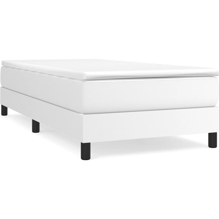 Estructura de cama sin colchón cuero sintético blanco 90x200 cm — comfortxl