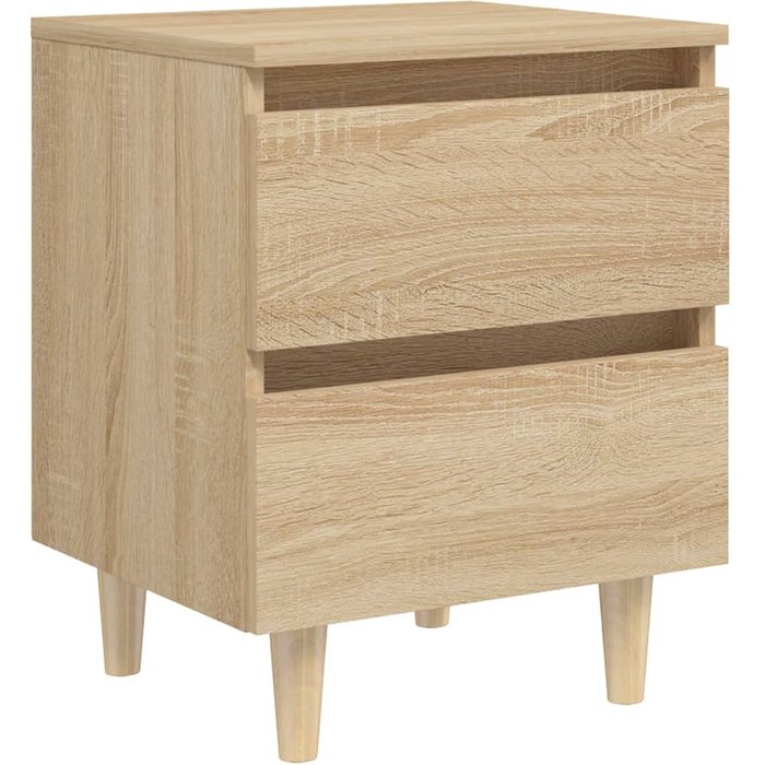 Mesita de noche con patas de pino roble sonoma 40x35x50 cm