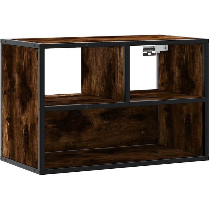 Mueble tv laminado en madera y metal roble ahumado 60x31x39,5 cm - comfortxl
