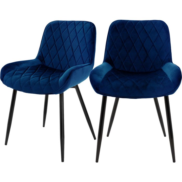 Juego de 2 sillas de comedor sillas de salón silla de cocina terciopelo azul osc