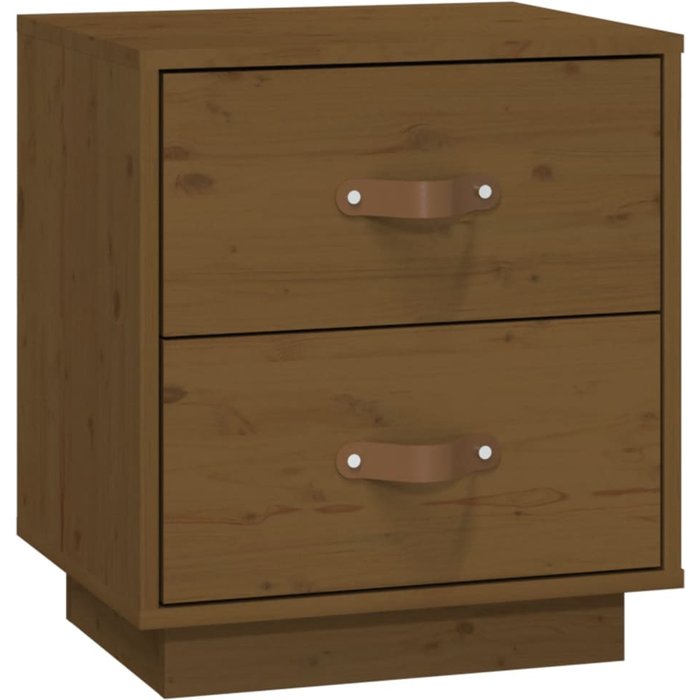 Mesita de noche madera maciza de pino marrón miel 40x34x45 cm - comfortxl