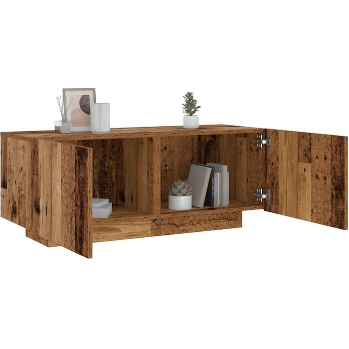 Mesita de noche madera contrachapada madera vieja 100x35x40 cm