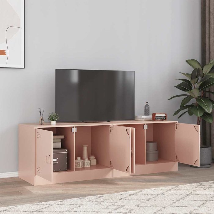 Muebles para tv 2 unidades acero rosa 67x39x44 cm
