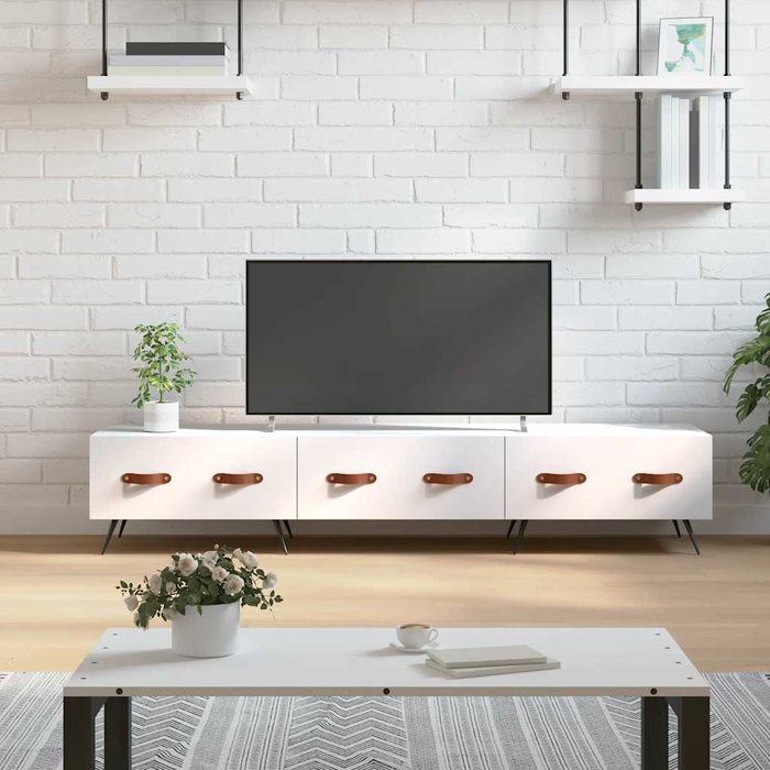 Mueble de tv blanco 150x36x30 cm madera de ingeniería