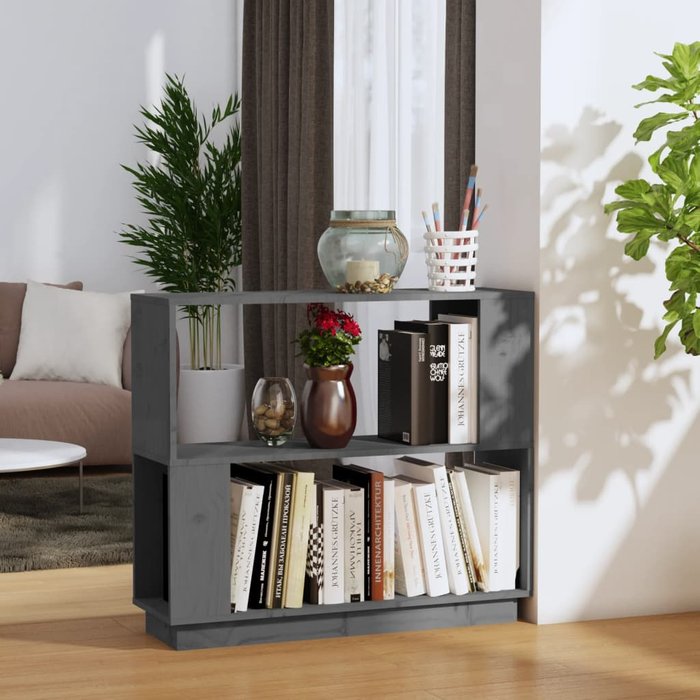 Librería/separador de ambientes gris 80x25x70 cm pino macizo
