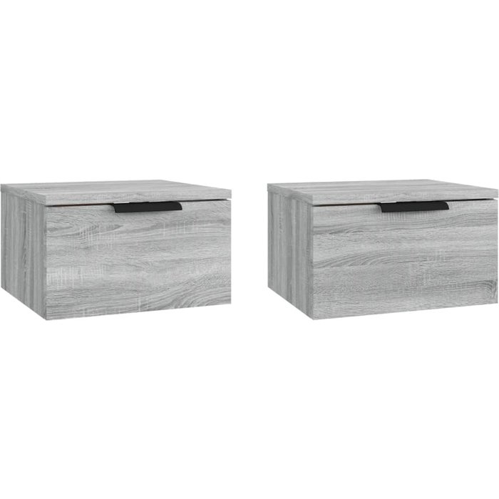Mesita de noche de pared 2 uds color gris sonoma 34x30x20 cm - comfortxl