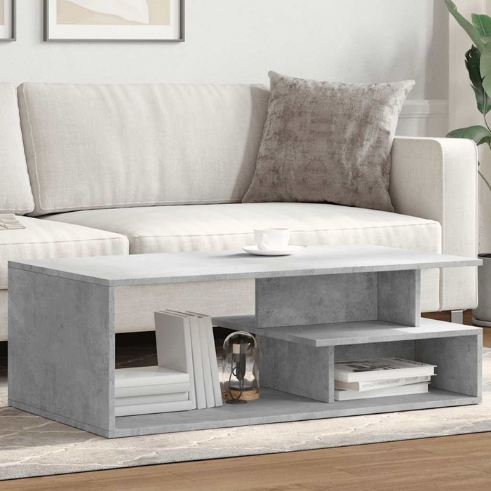 Mesa de centro de madera de ingeniería gris hormigón, 102x55x35 cm - pangivo