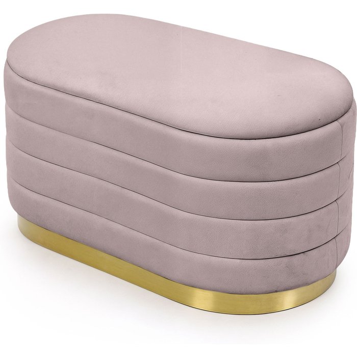 Banco acolchado con compartimento en terciopelo 80 cm bella rosa polvo