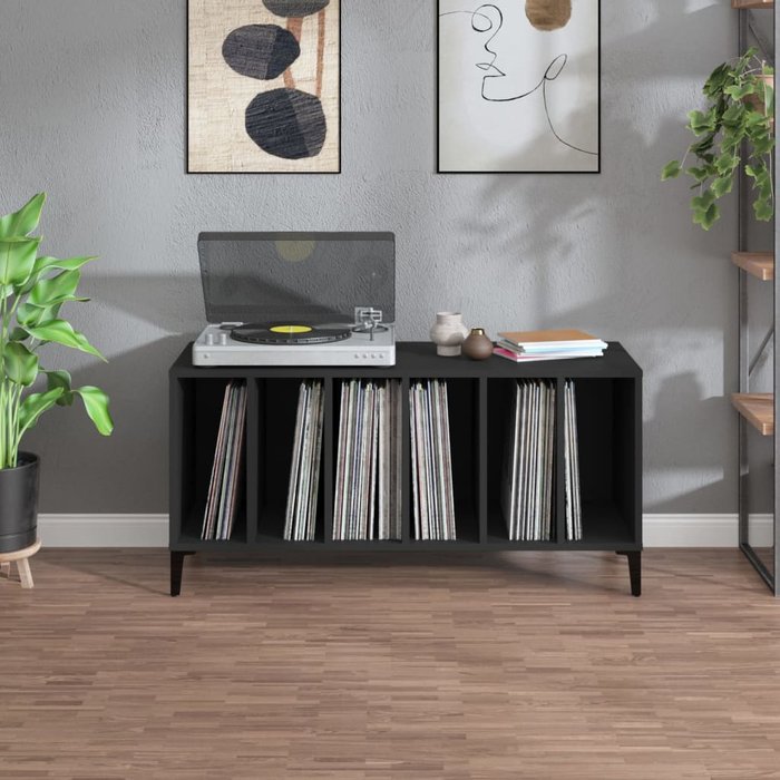 Mueble para discos madera contrachapada negro 100x38x48 cm – comfortxl
