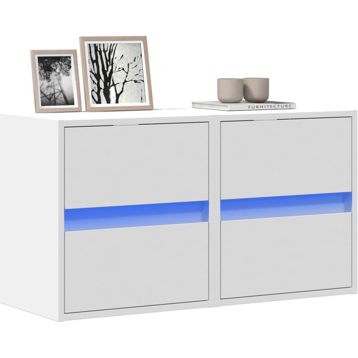 Muebles de tv de pared con luces led 2 uds blanco 41x31x45 cm