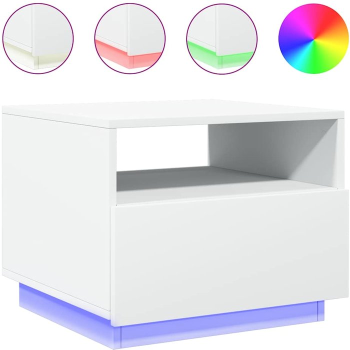Mesa de centro con luces led blancas 50x49x40 cm - comfortxl