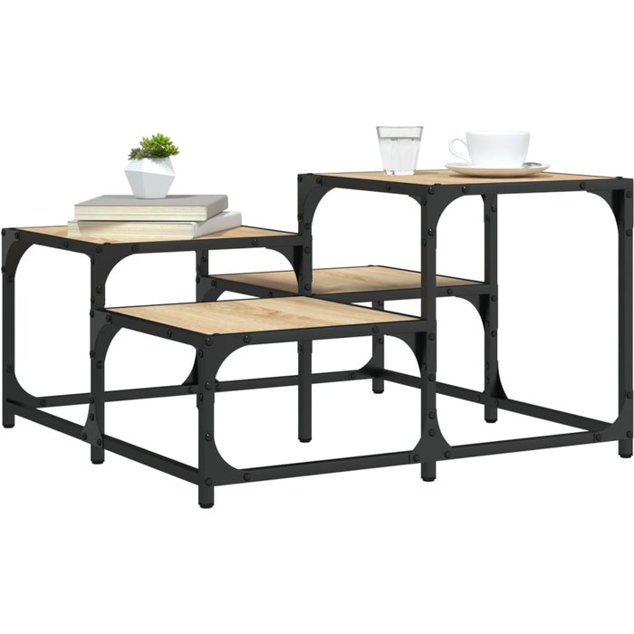 Mesa de centro roble sonoma 68x68x40 cm madera contrachapada